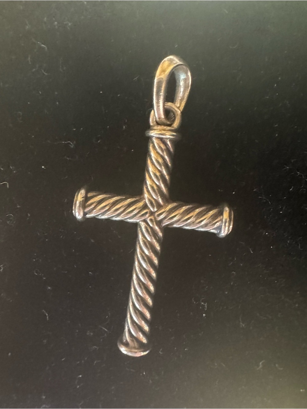 David Yurman Twisted Rope Cross Pendant in Silver-Tone